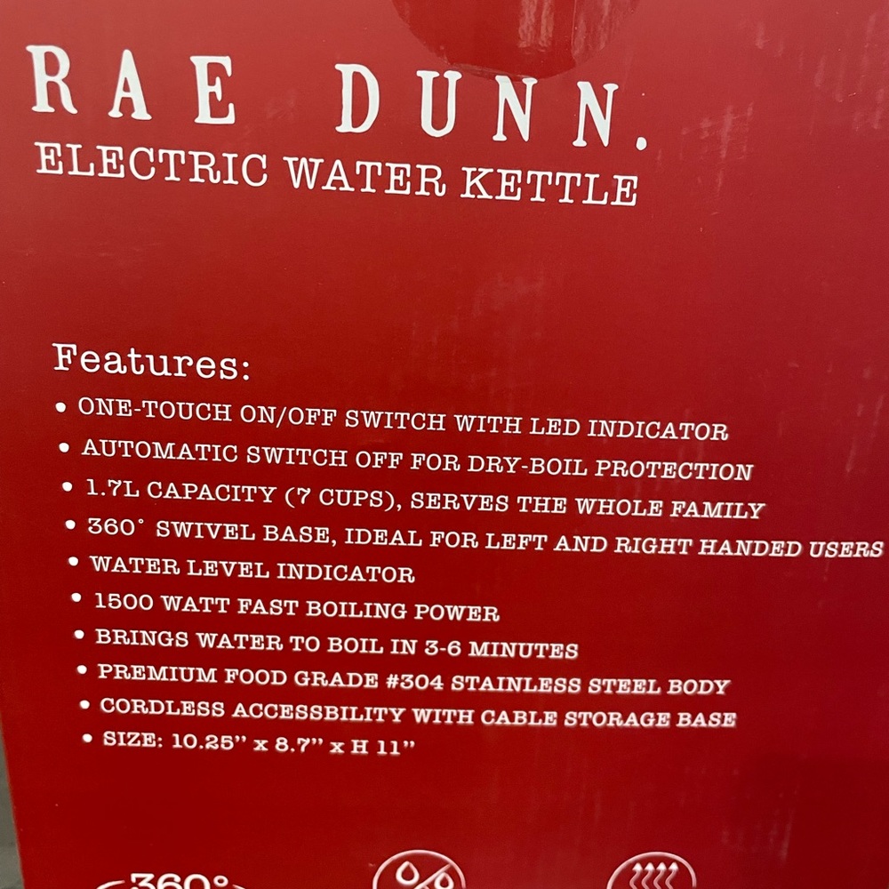 🎀 New in box Rae Dunn“LOVE” electric stainless steel 1.7L (7) cups kettle 🎀 - Picture 2 of 2